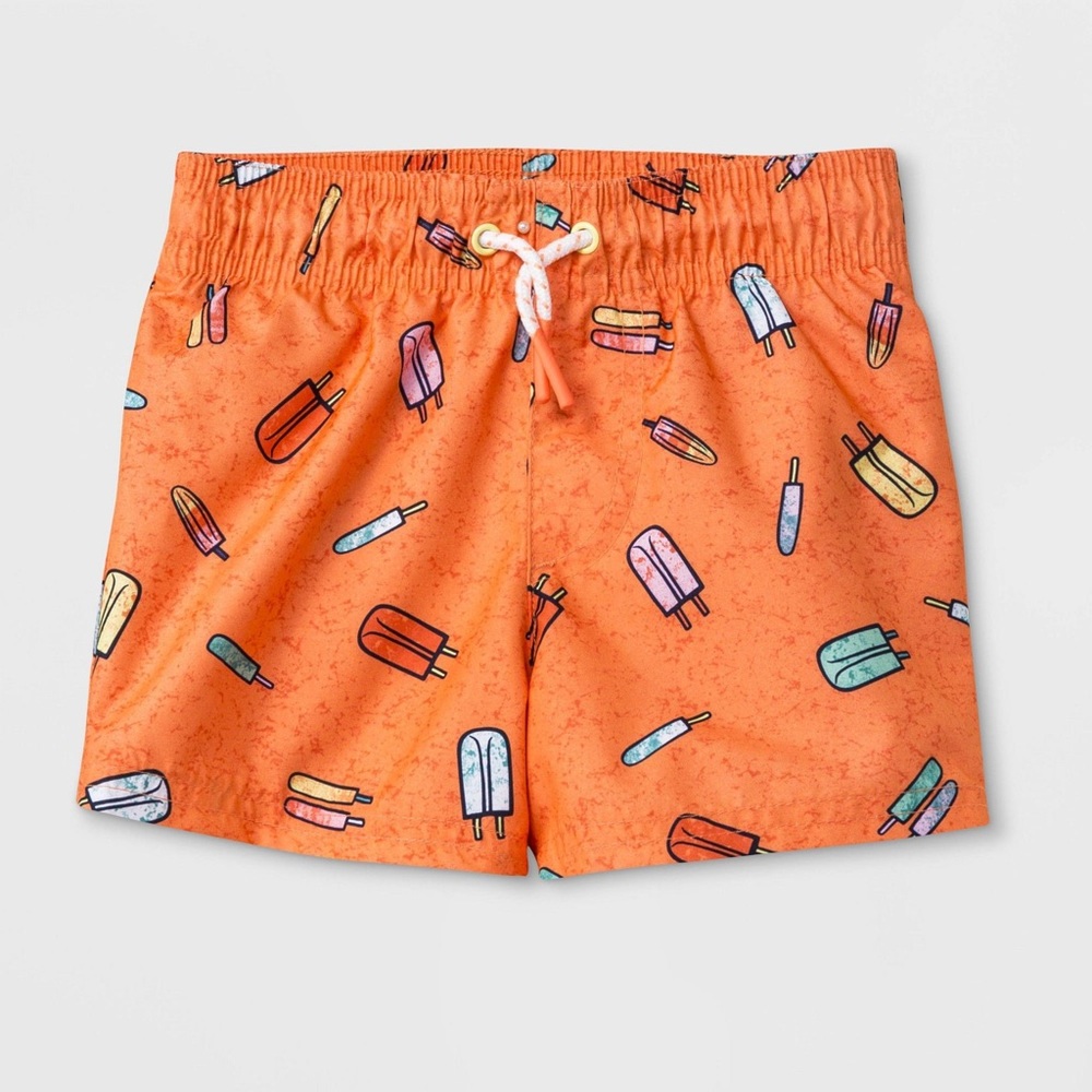 Cat & Jack l Orange Popsicle Print Boy’s Swim Shorts l Size: 3T